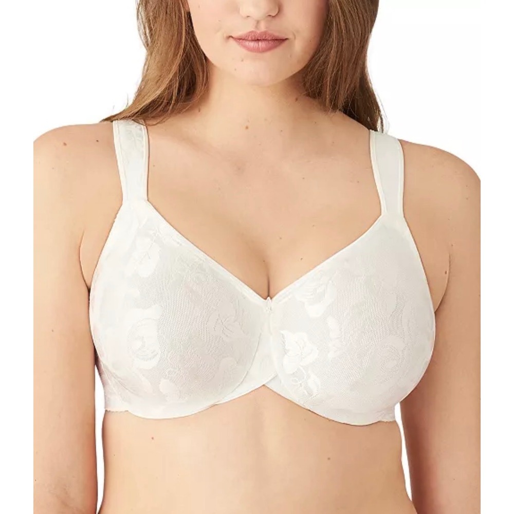 Wacoal 85567 Awareness Full Figure Seamless Underwire Bra 44DD Ivory Floral Lace
